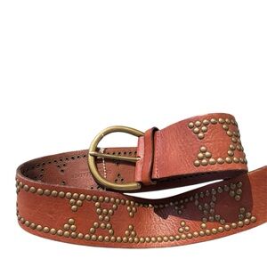 Banana Republic Vintage Coed Genuine Leather Studded brass hardware belt, XS